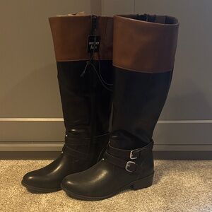 Black and Brown Over the Knee Boots